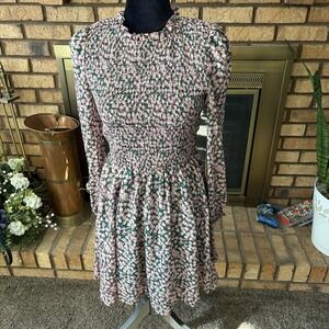 Lulus Floral Forever Green And Pink Floral Print Skater Dress Women's Small